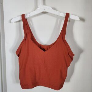 Lululemon Align Tank Size 8 Orange Cropped Built In Bra